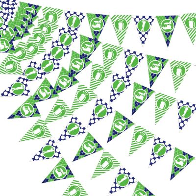 Golf Party Decorations for Men - 3pcs Blue and Green Golf Triangle Banners, Golf Birthday Party Decorations, Triangle Bunting Flag Garland for Sports Golf Bachelor Party Supplies