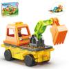 PicassoTiles Magnet Tiles Building Block 2-in-1 Excavator & Backhoe Brick Compatible Construction Playset with Car Base Magnetic Character Action Figure STEM Educational Learning Toy Kit Age 3+ PTU04 view 1