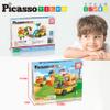 PicassoTiles Magnet Tiles Building Block 2-in-1 Excavator & Backhoe Brick Compatible Construction Playset with Car Base Magnetic Character Action Figure STEM Educational Learning Toy Kit Age 3+ PTU04 view 2