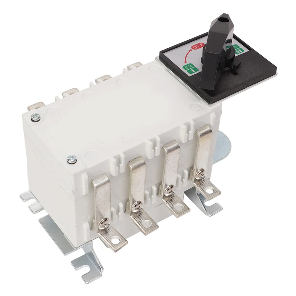 Manual Dual Power Transfer Switch, IP65 Waterproof Flame Retardant 4P PC Material Transfer Load Disconnecting Switch for Home for Office Building