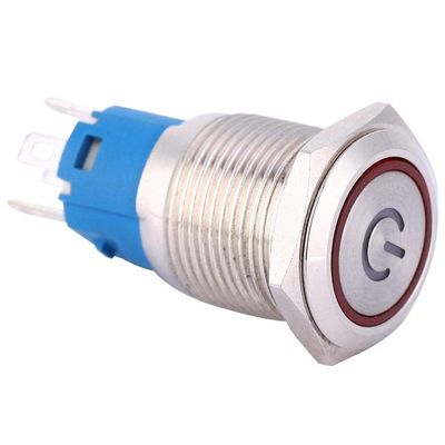 FFIME LED Light Source Switch, Red 16mm Push Button Self Reset for Industrial Supplies (Color : 24V)