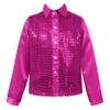 YOOJOO Kids Boys Disco Shirt Sequins Long Sleeve Button Down Shirts 70s Party Costume Latin Jazz Hip Hop Dance Shirts HotPink 5-6 Years view 1