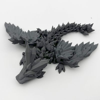 3D Printed Dragon with Wings - Articulating Dragon Fidget Toy Dragons Flexible ADHD, Autism, Relief Anxiety - Articulating Joints for Adults (Grey)