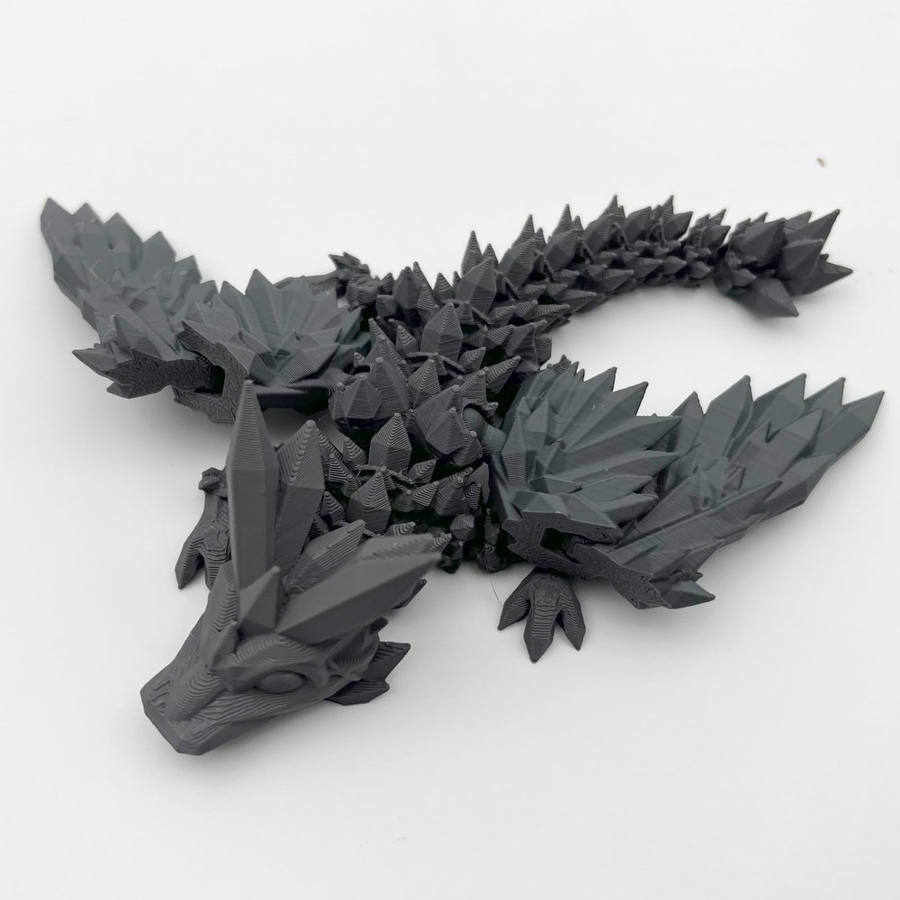 3D Printed Dragon with Wings - Articulating Dragon Fidget Toy Dragons Flexible ADHD, Autism, Relief Anxiety - Articulating Joints for Adults (Grey)