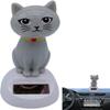Gray Cute Solar Powered Dancing Cat Doll Figure - Swinging Solar Ornaments, Cat Figurine Statue Swinging Car Dashboard Decoration Ornaments Dashboard Office Home Desk DecorLearning and Education Tool view 1