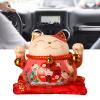 4.723.543.94in Lucky Cat Money Bank, Cute Bring Luck Good Wish Ceramic Fortune Cat Saving Pot Desk Decoration with Two Bells Piggy Bank, Gift, DeskToys(#2) view 3