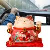 4.723.543.94in Lucky Cat Money Bank, Cute Bring Luck Good Wish Ceramic Fortune Cat Saving Pot Desk Decoration with Two Bells Piggy Bank, Gift, DeskToys(#2) view 4