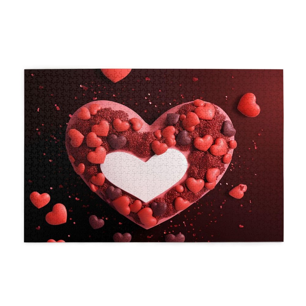 1000 Piece Jigsaw Puzzle for Adults Personalized Picture Puzzle Valentine's Day in The Heart Customized Wooden Puzzle for Family, Birthday, Wedding, Game Nights Gifts, 29.5"x19.7"
