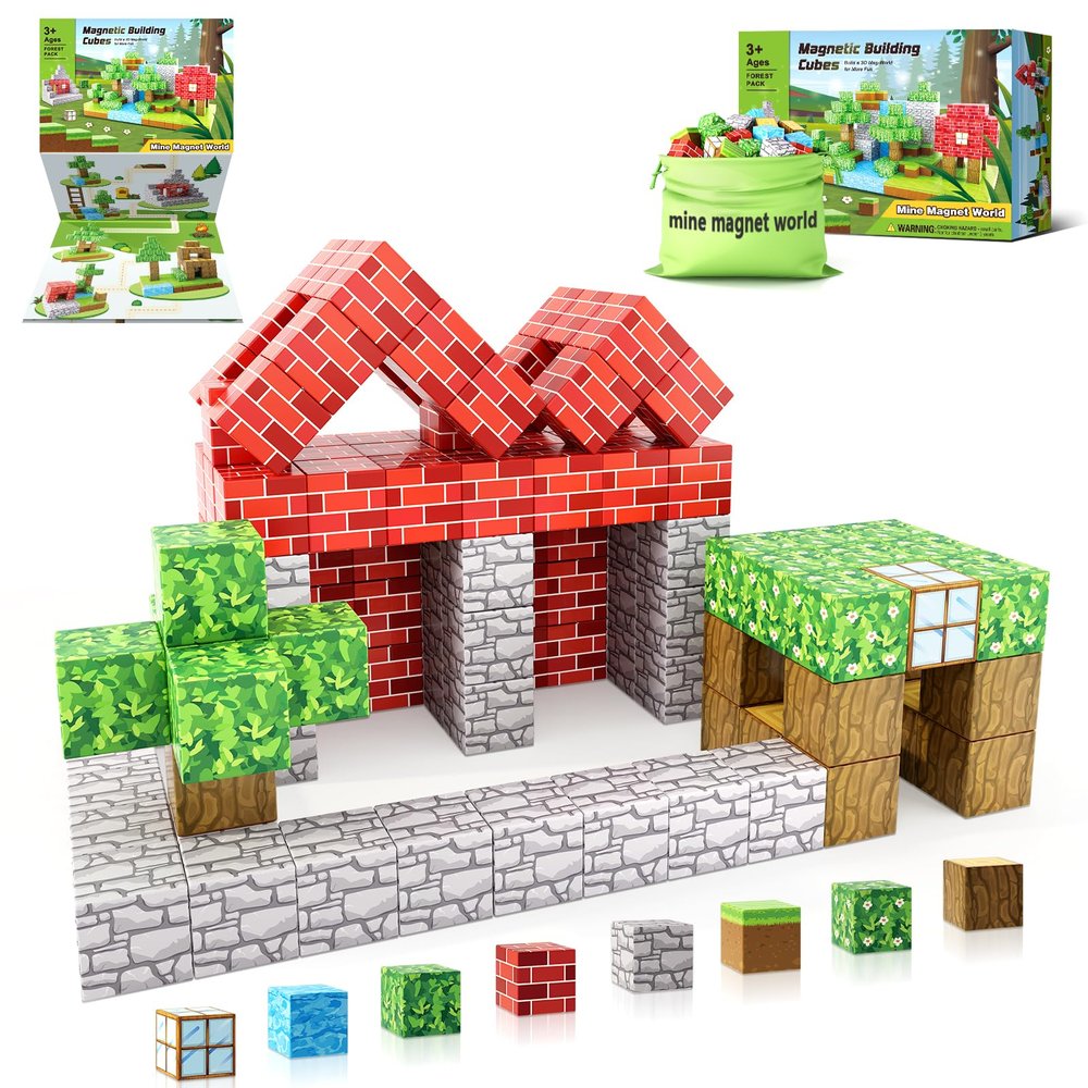 Mine Magnet World Magnetic Blocks-Build Edition, Magnetic Toys for Boys & Girls Age 3-4 4-5 6-8