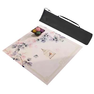 Anti Slip Leather Mahjong Table Mat, Wear Resistant Square Mahjong Mat, Game Table Mat with Storage Bag for Mahjon Poker (Color : Style 1, Size : 70x70cm (27.55x27.55in))