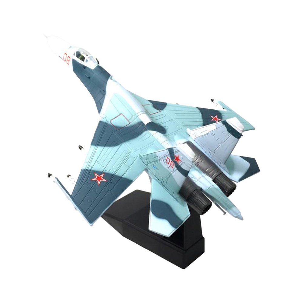 Kokiya 1/100 SU-27 Fighter Plane Model, Metal Plane Model Gift Souvenir, Miniature Toys with Display Stand for Bookshelf TV Cabinet, Black Base
