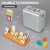 Queensell Mexican Train Dominoes Set with 8 Holders - Wooden Hub and Tiles Holders - Double 12 Tiles with Dots (D12 + 8 Holders) view 2