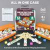 Queensell Mexican Train Dominoes Set with 8 Holders - Wooden Hub and Tiles Holders - Double 12 Tiles with Dots (D12 + 8 Holders) view 3