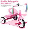 Liberry Toddler Tricycle Age 2 3 4 Years Old, Kids Trike with Bell, Back Basket and Removable Pedal, 3 Wheel Bike Birthday Toys Gift for Girls Boys, Pink view 2
