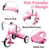 Liberry Toddler Tricycle Age 2 3 4 Years Old, Kids Trike with Bell, Back Basket and Removable Pedal, 3 Wheel Bike Birthday Toys Gift for Girls Boys, Pink view 3