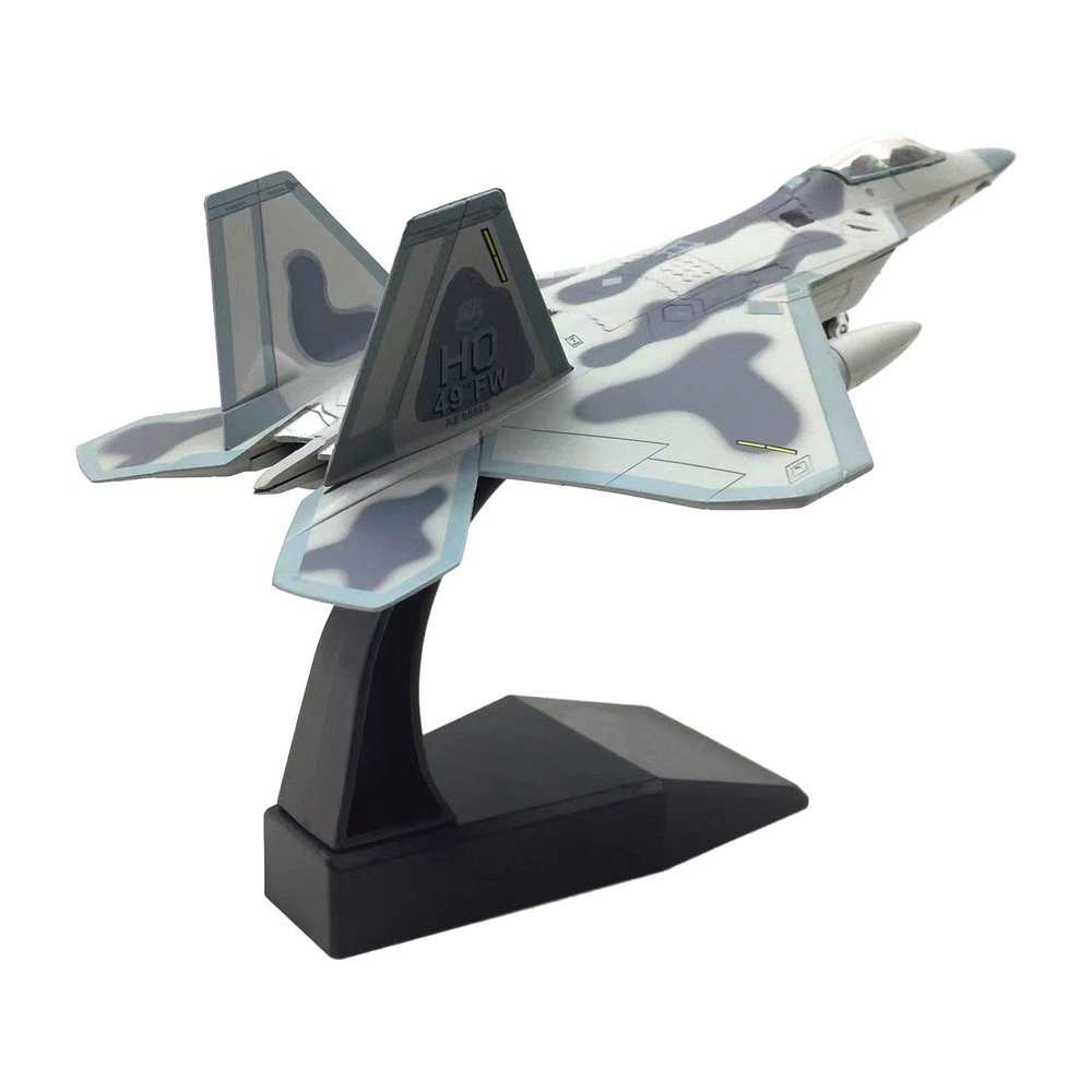 rockible Diecast Alloy Fighter 1/100 F22 Aircraft High Detailed Kids Toys Plane Model Airplane Display for Office Tabletop Decor, Black Base