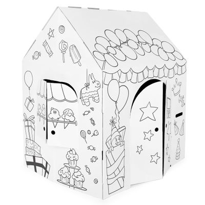 Easy Playhouse Birthday - Kids Art & Craft for Indoor & Outdoor Fun, Color, Draw, Doodle  Decorate & Personalize The Cardboard Fort, 32" X 26. 5" X 40. 5" - Age 3+