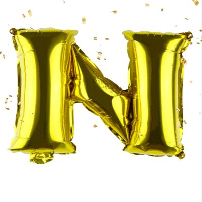 Gold Letter N Balloons 16 Inch, Mylar Foil Letter Alphabet, Hanging, Reusable for girls boys adults Birthday,Surprise,Wedding, Celebration, Sports Party Event Decoration Supplies