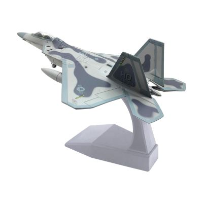 UGPLM 1:100 Scale F22 Aircraft Alloy Fighter Ornament Simulation Airplane with Base Plane Model for Bar Cabinet Cafes Office, Silver Base
