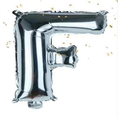 Silver Letter F Balloons 16 Inch, Mylar Foil Letter Alphabet, Hanging, Reusable for girls boys adults Birthday,Surprise,Wedding, Celebration, Sports Party Event Decoration Supplies
