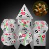 Metal DND Dice, DNDND 7 PCS Glow in The Dark Metallic D&D Dice Set with Gorgeous Gift Case for Dungeons and Dragon Tabletop Game (Glow in The Dark Pink) view 1