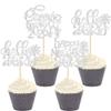 Gyufise 24Pcs Happy New Year 2026Cupcake Toppers Glitter Fireworks Hello 2026 New Year Cupcake Pick Decorations for Cheers to 2026 Holiday Party Cake Decorations Supplies Silver view 1