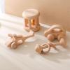 Wooden Baby Rattle Set - Montessori Grip Toy for Newborns, Natural Wood Gift Set of 3 view 1