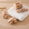 Wooden Baby Rattle Set - Montessori Grip Toy for Newborns, Natural Wood Gift Set of 3 view 3