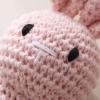 Wooden Baby RattleCrochet Bunny Rattle with Wood Ring, Newborn Wooden Animal Rattle ToyInfant Pink Bunny Wood Rattle Toys view 4