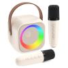Jeefu Karaoke Machine for Kids, Toys for 3-12 Years Old Girls Gifts, Kids Karaoke Microphone Machine Toy, Best Fun Christmas Birthday Gifts for 5 6 7 8 9 10 11 Years Teens Girl Boys Beige 2 Mic view 1
