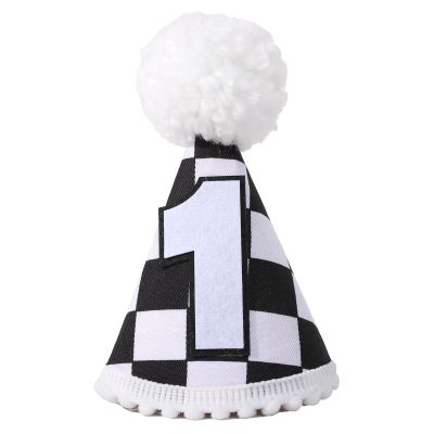YOUAME Race Car 1st Birthday Hat - Party Decorations, Boy Outfit, Plaid Crown, Racing First Photo Prop