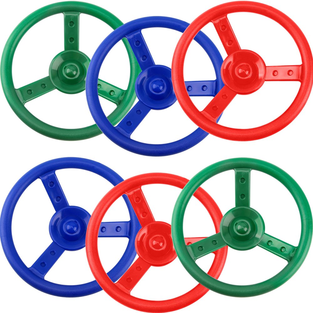 6 Pack Playground Steering Wheel Plastic Swingset Ship Wheel Playset Steering Wheel Toys for Kids Playground Playhouse Treehouse Accessories (Color Set 2)