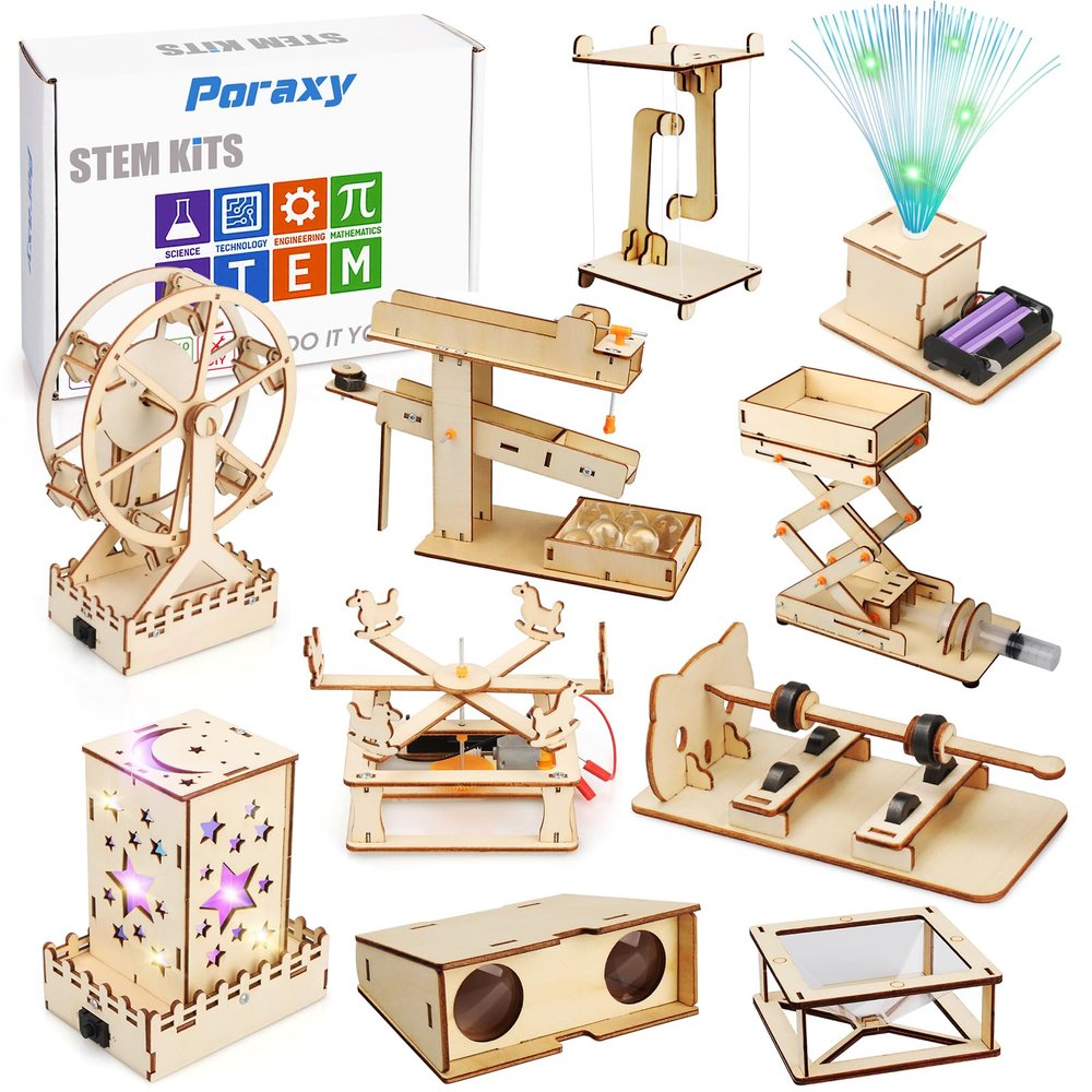 10 in 1 STEM Kits for Kids 8-10-12, Science Crafts Building Kits, Toys for Ages 8-13, Gifts for 8 9 10 11 12 13 Year Old Boys and Girls, Wooden 3D Puzzles, Educational Projects