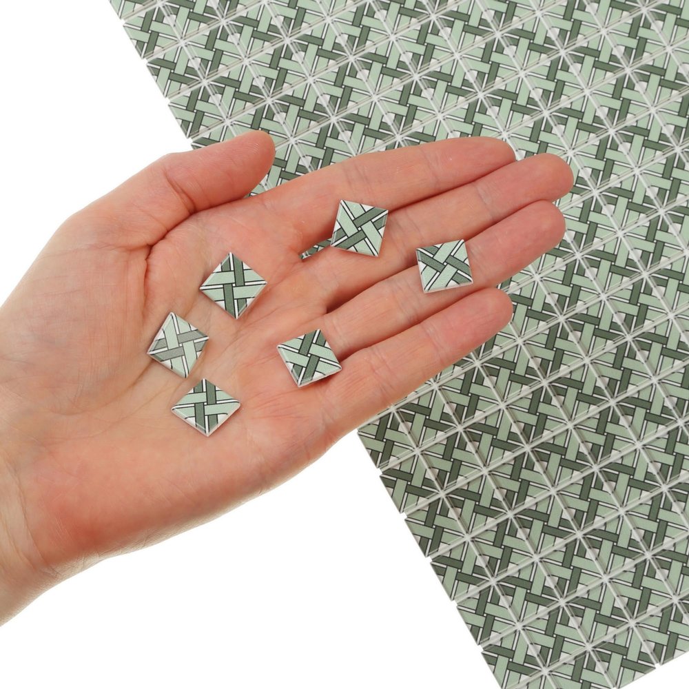 150 pcs, Dollhouse Flooring, 1:12 Scale Doll House Tiles, Miniature Checkerboard Floor, REDUCIO! (Green Lattice Tile)