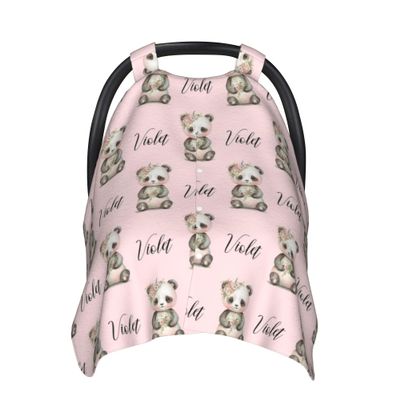 Personalized Baby Car Seat Canopy & Nursing Cover by Panda Minky - Minky Fabric Carrier & Stroller Covers for Newborns