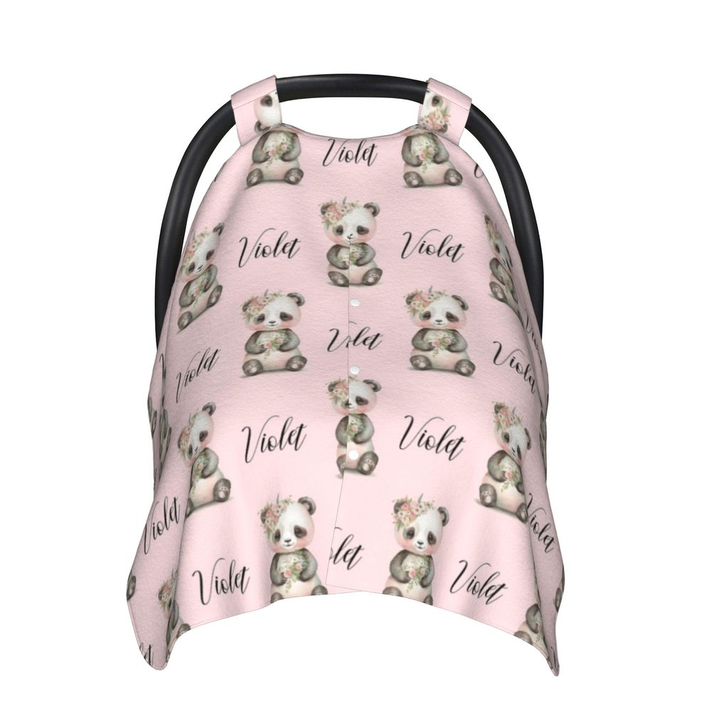Personalized Baby Car Seat Canopy & Nursing Cover by Panda Minky - Minky Fabric Carrier & Stroller Covers for Newborns