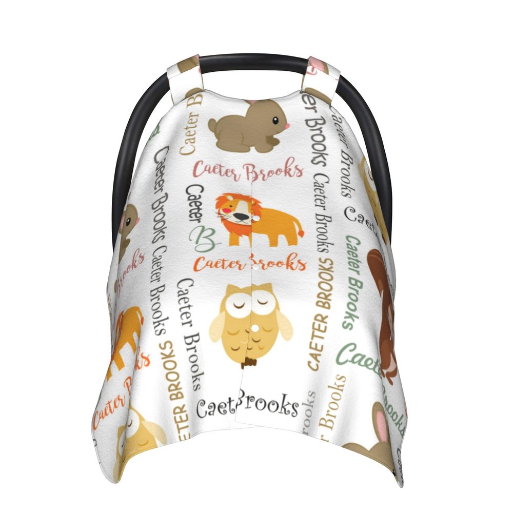 Personalized Car Seat Canopy Breastfeeding Cover Custom Name Baby Stroller and Carseat Cover for Newborn Baby Boys Girls 2 in 1 Mom Nursing Breastfeeding Covers Woodland Minky Baby Blanket