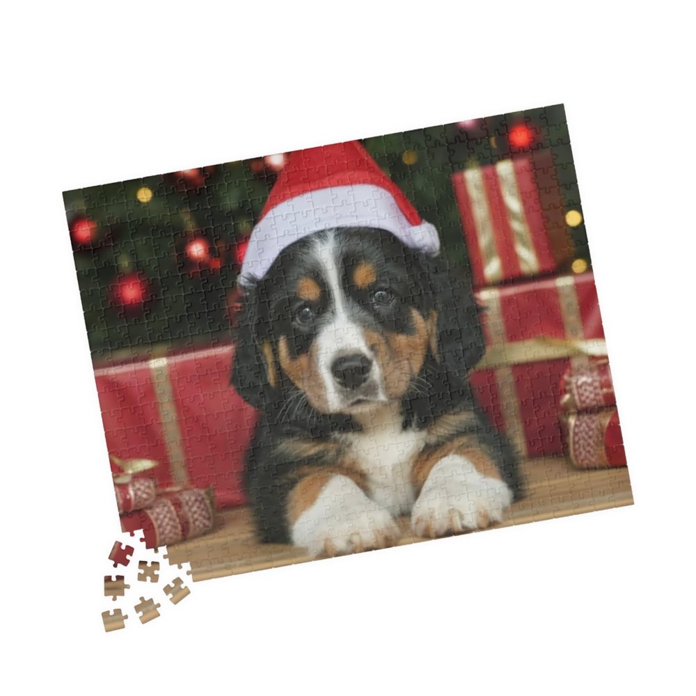 1000 Pieces Christmas Puzzles for Kids and Adults, Bernese Mountain Dog Difficulty Jigsaw Puzzles, Animal Wooden Puzzle for Boys Girls Family Friends, Home Decor Funny Games Toys Gifts