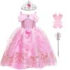 Aurora Princess Costume for Girls Birthday Party Outfit Halloween Cosplay Dress up with Accessories for 7-8 view 1