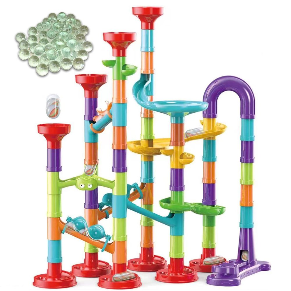 ailixinda 93 PCS Marble Toy Premium Set,STEM Educational Building Block Toy,Marble Track Race Set with 30 Glass Marbles for Boys & Girls,Construction Building Blocks Toys for Kids