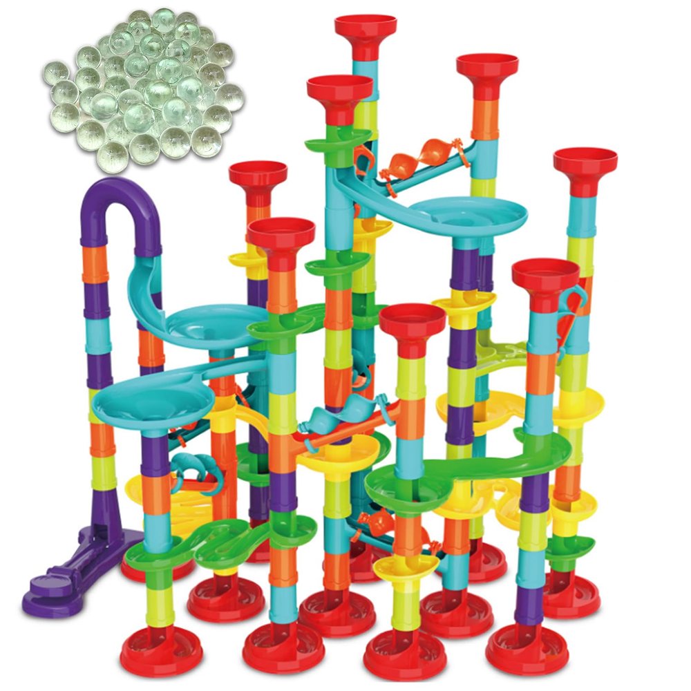 ailixinda 197 PCS Marble Toy Premium Set,STEM Educational Building Block Toy,Marble Track Race Set with 50 Glass Marbles for Boys & Girls,Construction Building Blocks Toys for Kids