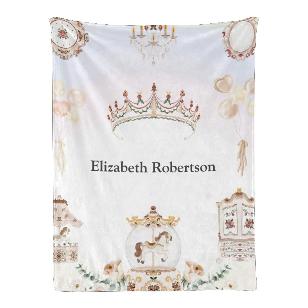 Seamaid Custom Baby Blankets with Name Personalized Baby Blankets for Girls Personalized Baby Gifts Custom Princess Crown Blanket for Girls - Fairy Princess 40x50in