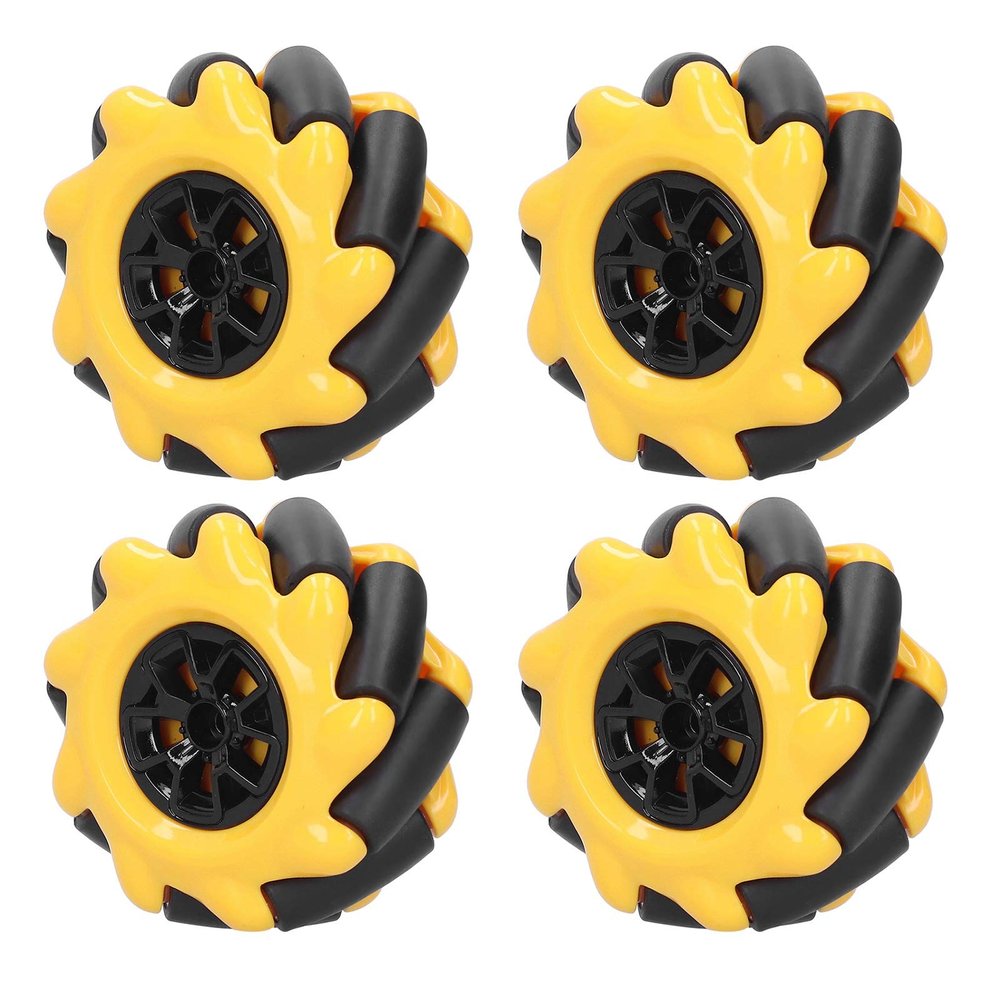 60mm Mecanum Wheel, Yellow and Black,Running with Better Gripping, Compatible with Building Blocks, for Motors (Two Pairs)