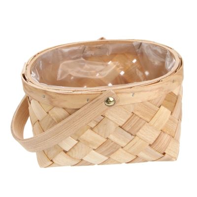 Parliky Wooden Easter Basket Natural Rattan Basket Houseware Storage Wicker Woven Flower Storage s Wood Chip Woven Woodchip Baby Bamboo Box Boy