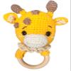 Baby Rattle Crochet Gift, Nordic Style Animal Giraffe Rattle, Wooden Teether Ring, Newborn Baby Boy Crochet, Girl, Mom to be, Infant, Gender Neutral Shower Custom Gift view 1