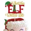 1 Pack Christmas ELF Cake Topper Glitter Santa Hat Boots Cake Pick Decorations Willit Be Cake Decorations for Merry Christmas Xmas Theme Party Supplies view 1