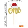 1 Pack Christmas One Cake Topper Glitter Santa Hat First Birthday Cake Pick Decorations for Christmas 1st Birthday Theme Baby Shower Party Decorations Supplies Gold view 2