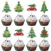 24 Pack Christmas Tree Cupcake Toppers Glitter Merry Christmas Cupcake Picks Red Car Cake Decorations for Merry Christma Tree Xmas Theme Party Cupcake Decorations Supplies view 1