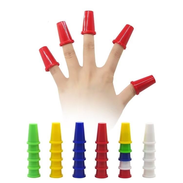 10pc Double Red Thimble Nested Double Finger Cap Professional Magic Props Red Finger Caps Gimmick Close up Real Street Stage Magic Trick
