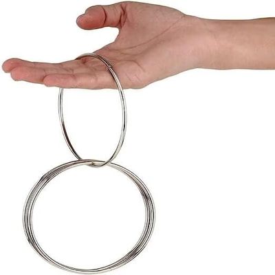 Chinese Linking Rings 4 Rings Set Magician's Set of (4 Inch) Gimmick Locking Stainless Steel Connecting Ring for Real Stage or Street Magic Tricks